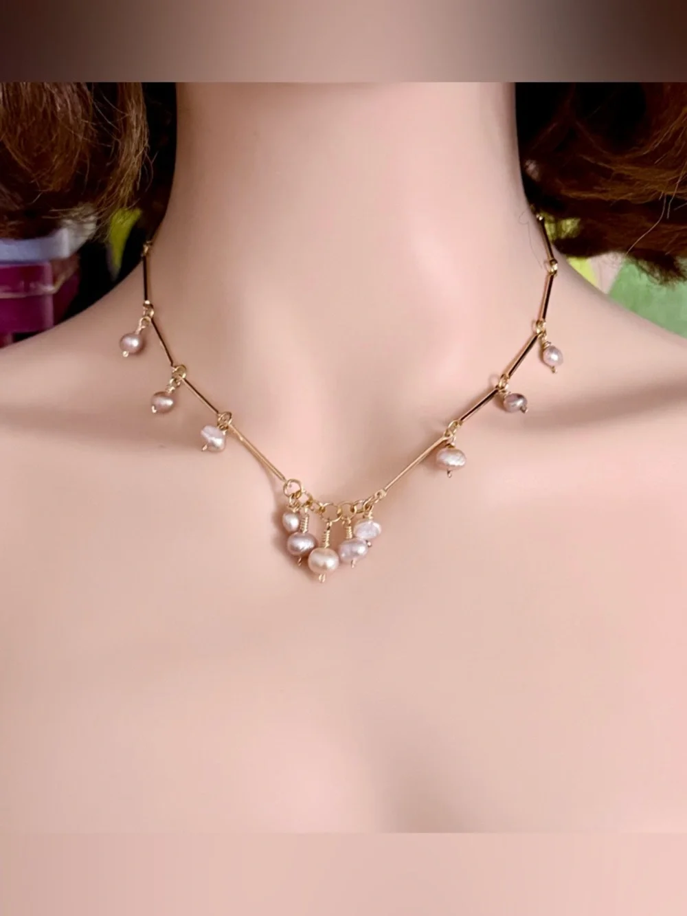 Bar-Link Freshwater Pearl Charm Necklace